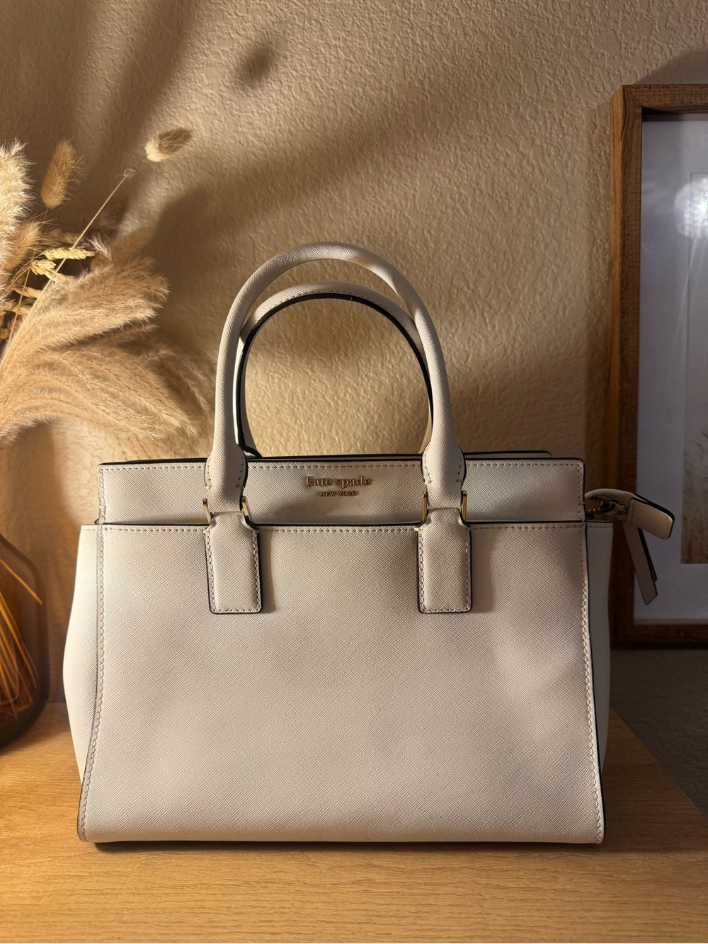 kate spade Cream Leather Structured Satchel